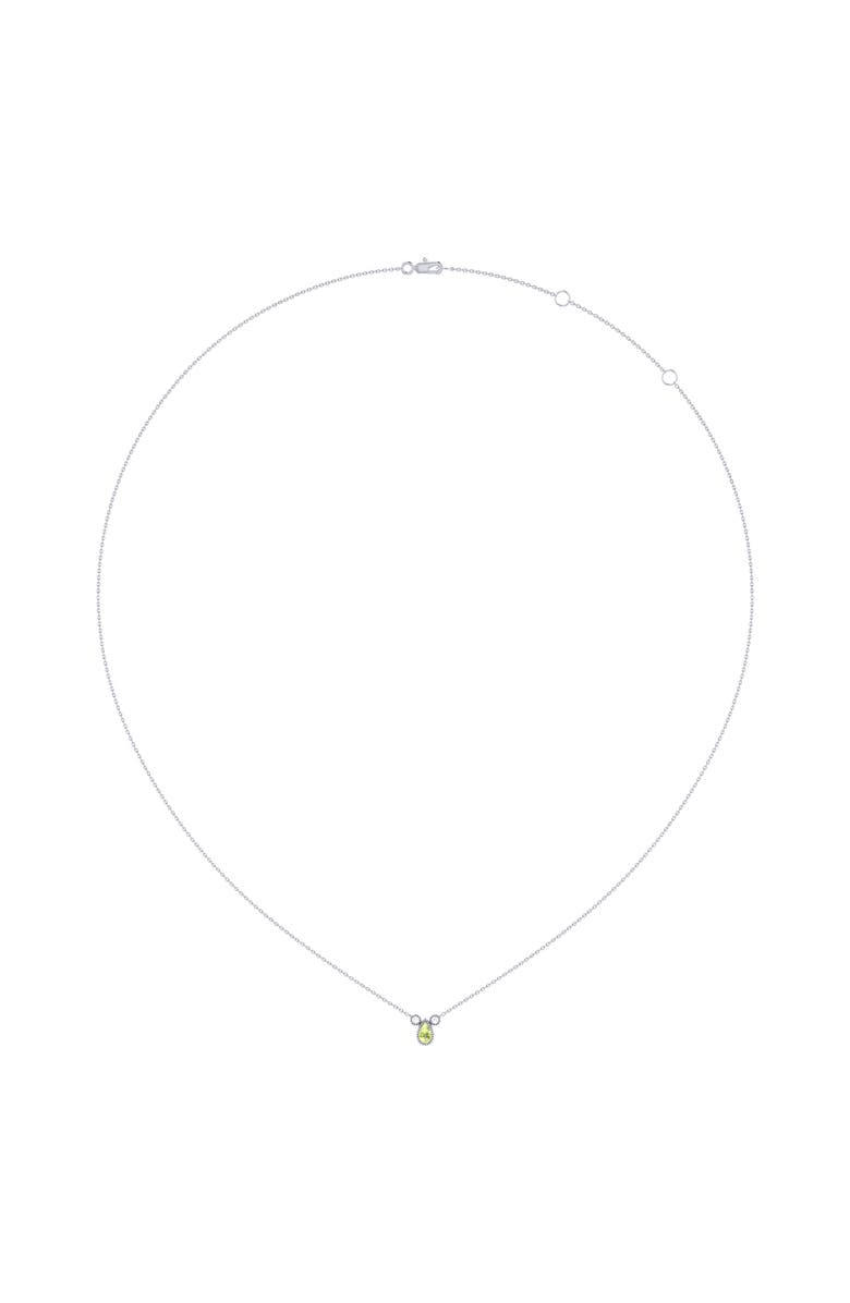 LuvMyJewelry Pear Peridot & Diamond 14K White Gold Birthstone Necklace, Alternate, color,