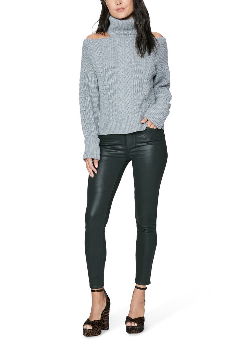 Hoxton Coated High Waist Ankle Skinny Jeans, Alternate, color, DEEP EMERALD LUXE COATING