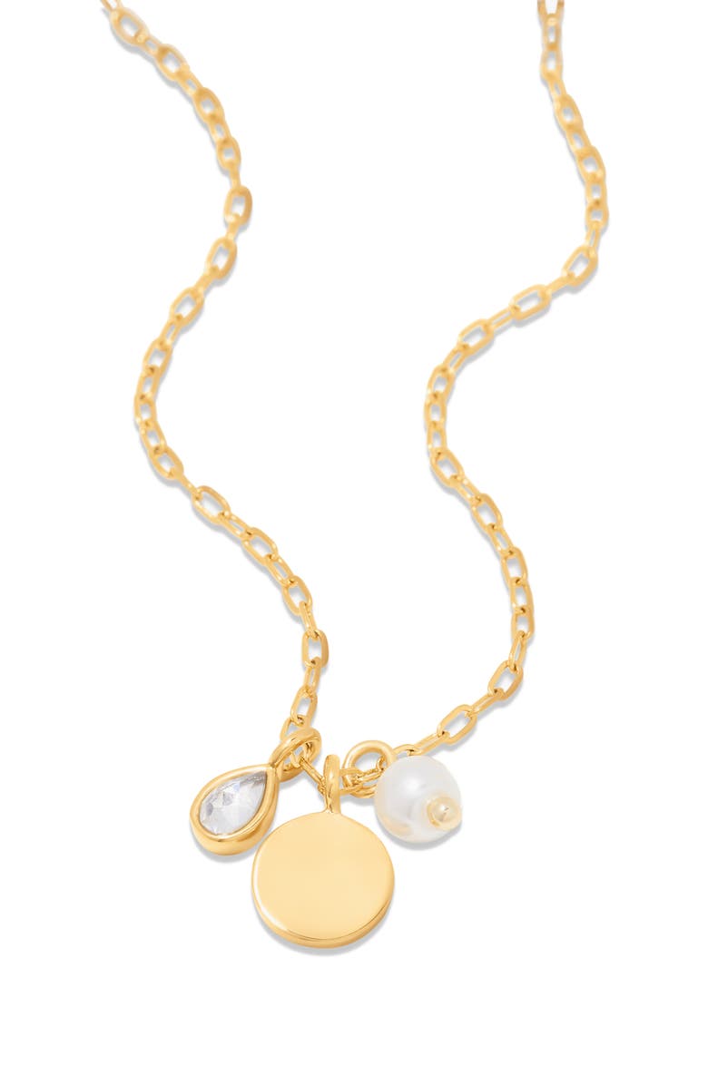 Brook and York Cecilia Crystal & Imitation Pearl Charm Pendant Necklace, Alternate, color, Gold