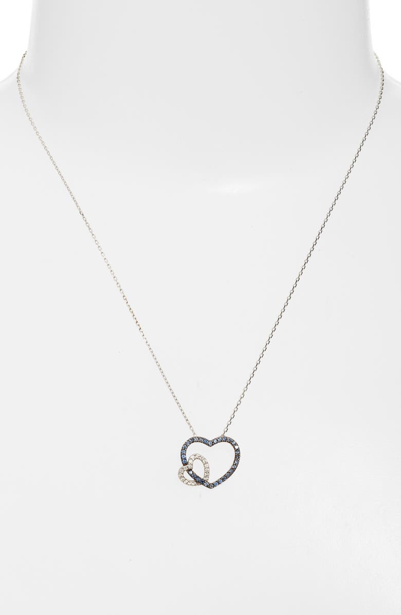 SUZY LEVIAN Sterling Silver Sapphire Open Heart Pendant Necklace, Alternate, color, Blue