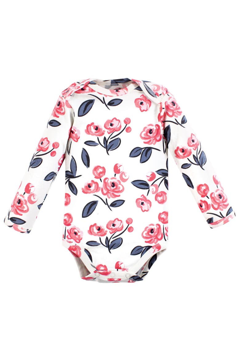 Little Soft Organic Cotton Long-Sleeve One-Piece Essentials, Alternate, color, Bubblegum Floral