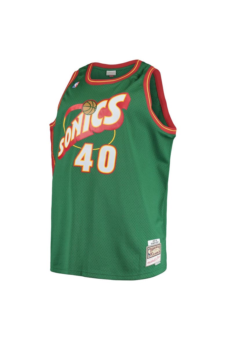 Men's Mitchell & Ness Shawn Kemp Green Seattle SuperSonics 1995/96 Big & Tall Hardwood Classics Swingman Jersey, Alternate, color, Green