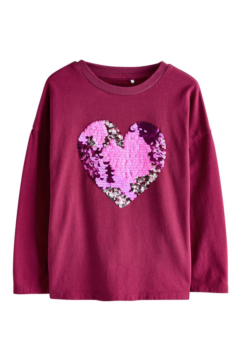 Kids' Sequin Heart T-Shirt, Main, color, BURGUNDY