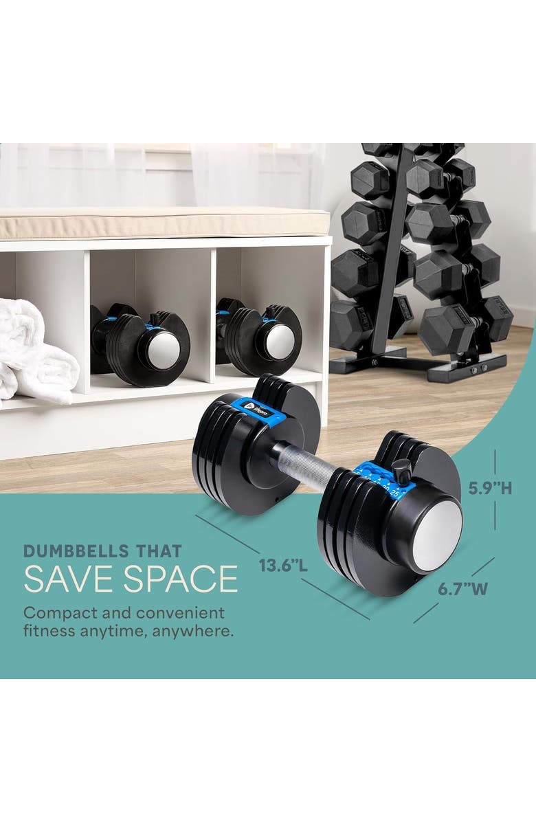 Lifepro Adjustable Dumbbell Set 25lb Quick Adjust Strength Training Weights for Home Gym, Alternate, color, 25Lb With Pin Adjust