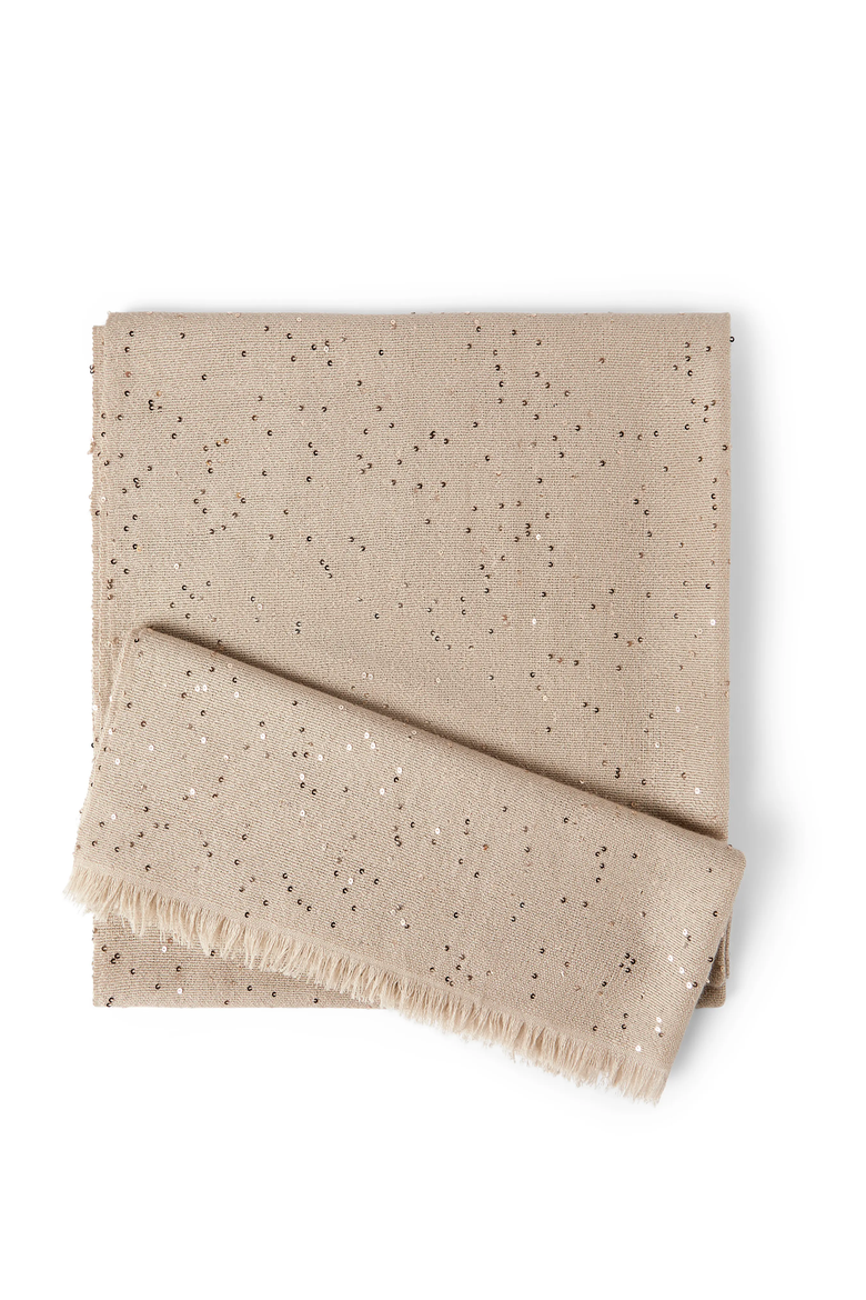 Cashmere and silk Diamond yarn scarf, Main, color, Beige
