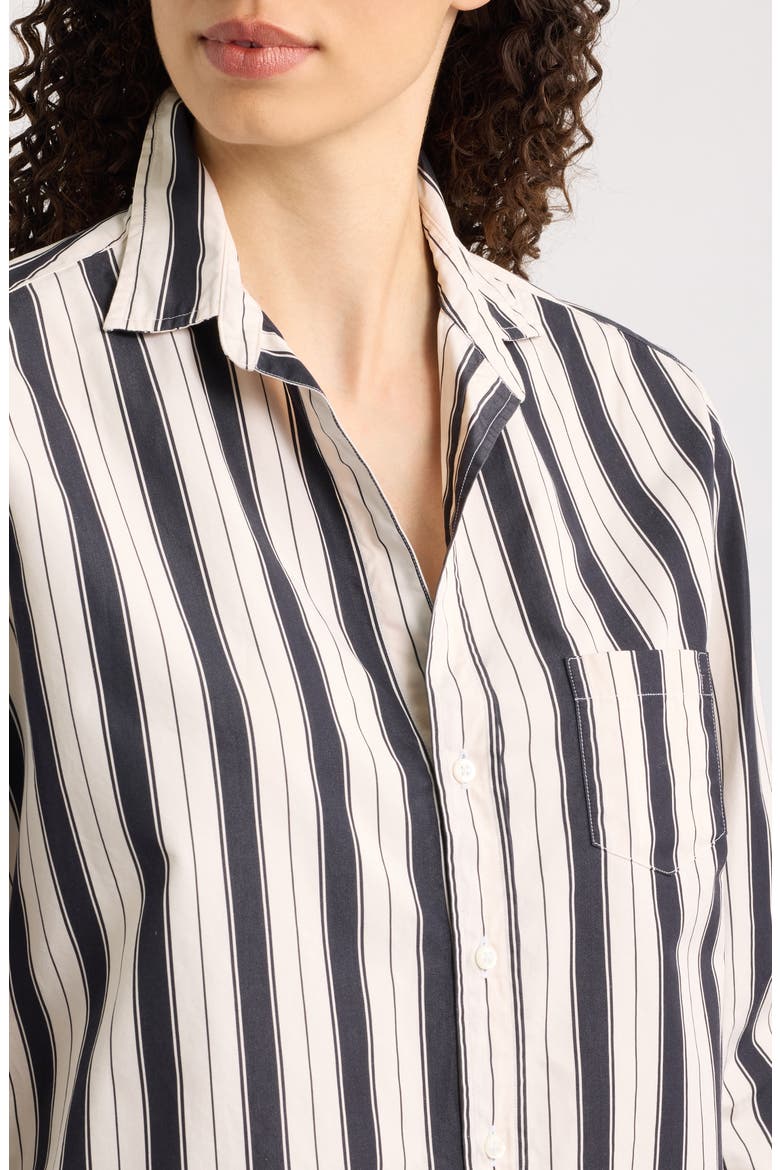 Eileen Relaxed Striped Button-Up Shirt, Alternate, color, BLACK AND CREAM STRIPE