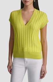 DKNY Rib Short Sleeve Sweater
