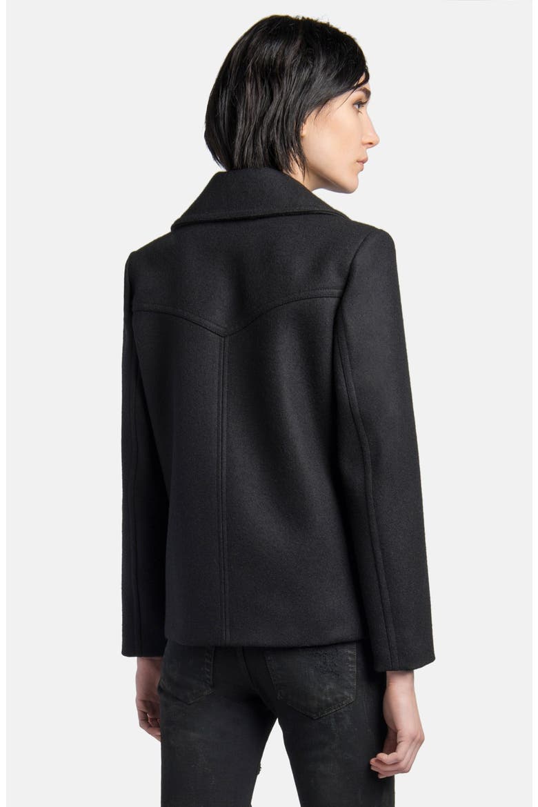 Double Breasted Wool Peacoat, Alternate, color, BLACK