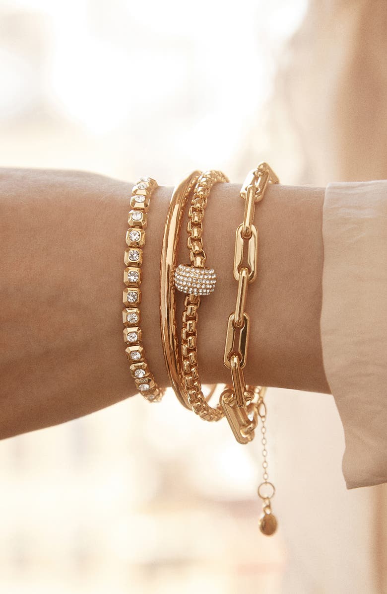 BaubleBar Jonie Link Bracelet, Alternate, color, Gold/ Clear