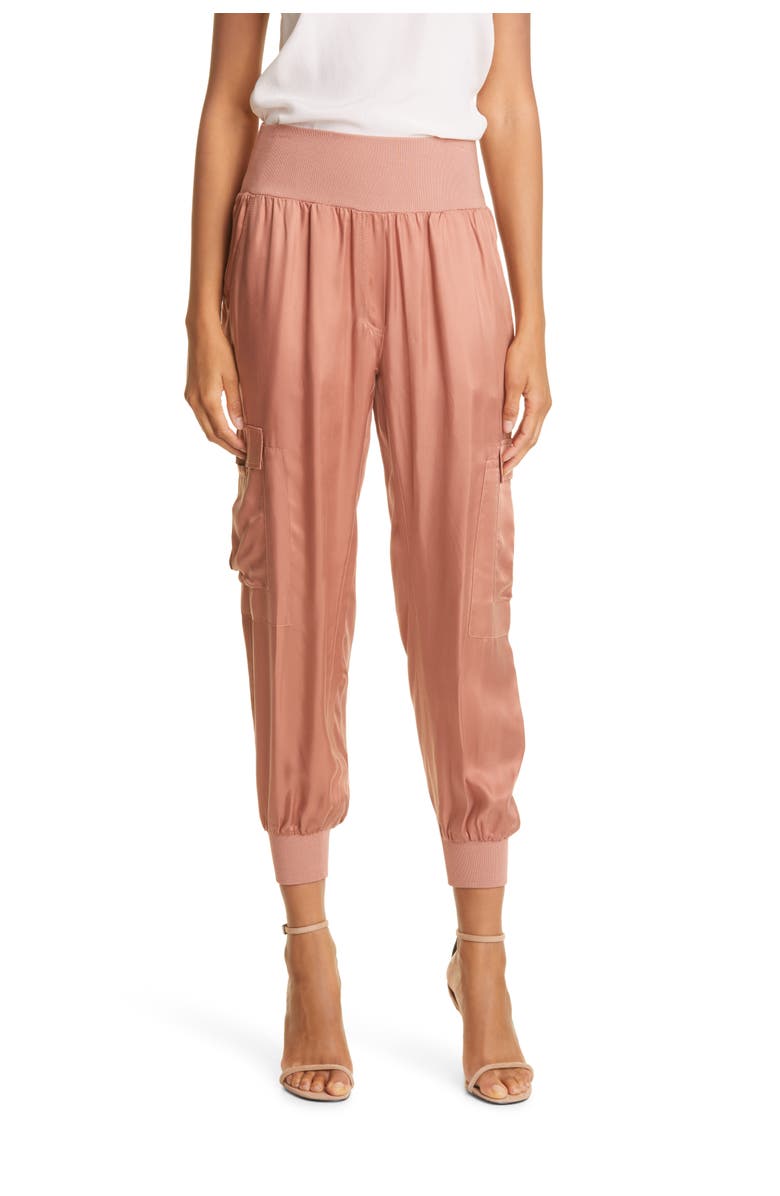 Cinq à Sept Giles Cupro Crop Cargo Joggers, Main, color, Bronze