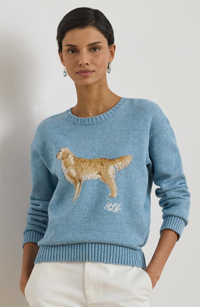 Lauren Ralph Lauren Intarsia Dog Sweater, Alternate, color, Blue Note Heather Multi