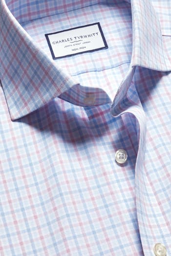 Check Non-Iron Twill Cutaway Slim Fit Shirt Single Cuff