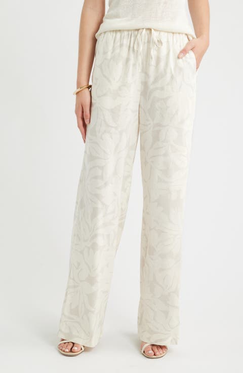Linen Blend Drawstring Pants