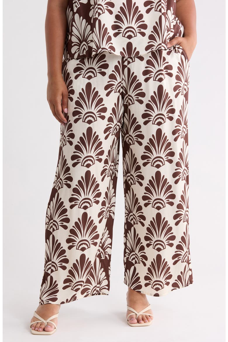 Print Pants, Main, color, IVORY/ BROWN FAN PRINT