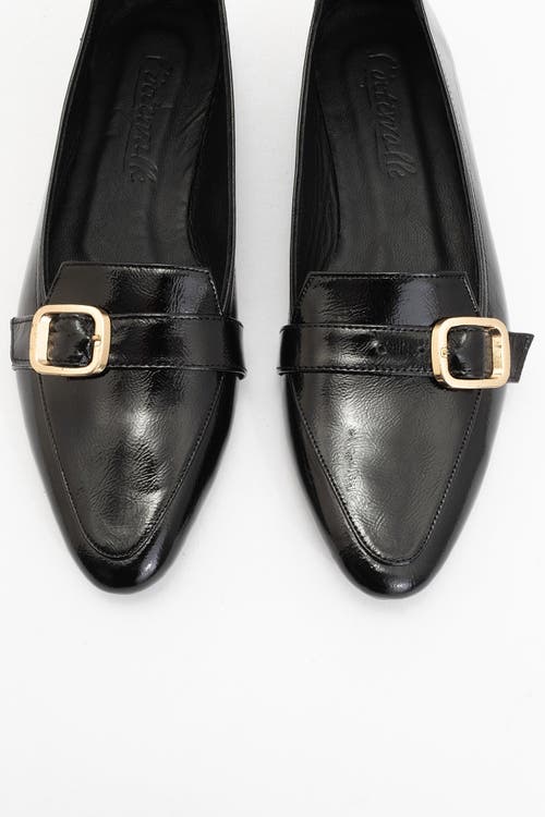 Forever & Always Shoes Zarina Pointed Toe Leather Flats In Black Patent Leather
