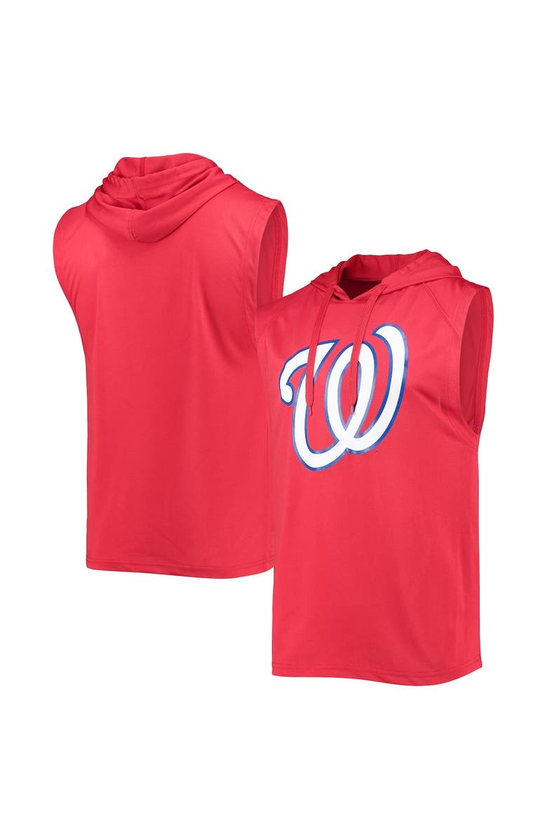 STITCHES Men's Stitches Red Washington Nationals Sleeveless Pullover Hoodie, Main, color,
