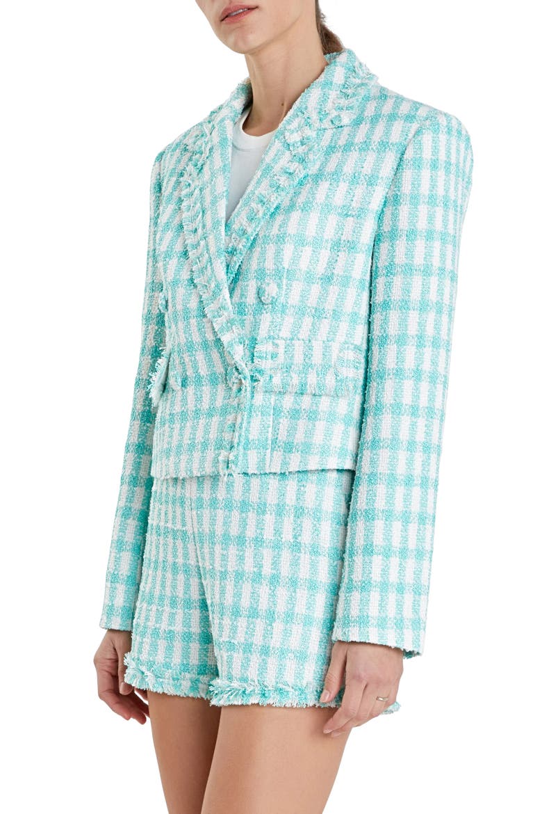 Check Bouclé Blazer, Alternate, color, MINT