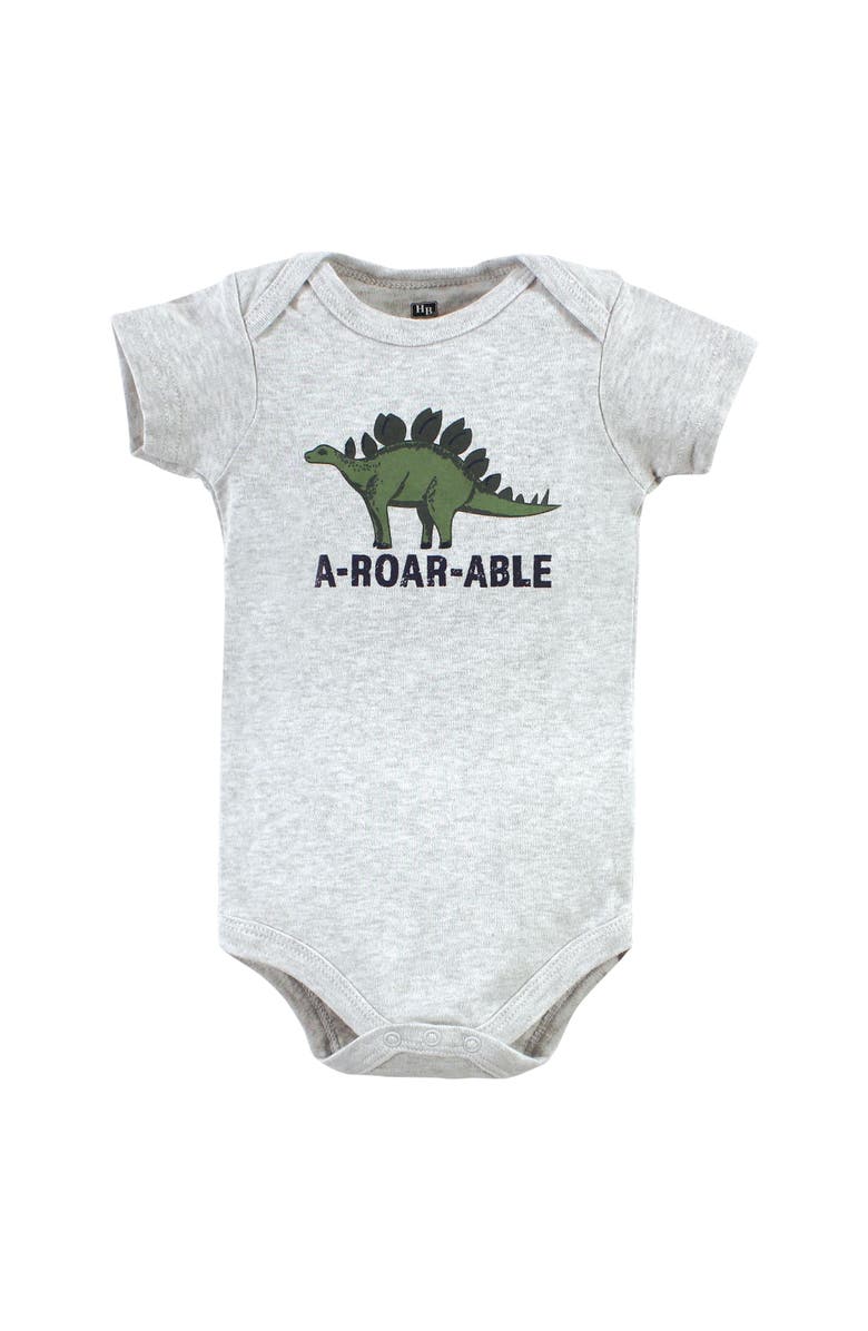 Hudson Baby Triple Pack of Essential Cotton One-Piece Rompers, Alternate, color, Dinomite Dude