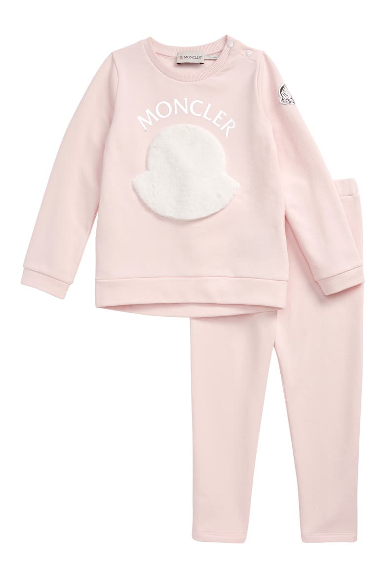 Kids' Faux Fur Logo Sweatshirt & Pants Set, Main, color, PINK