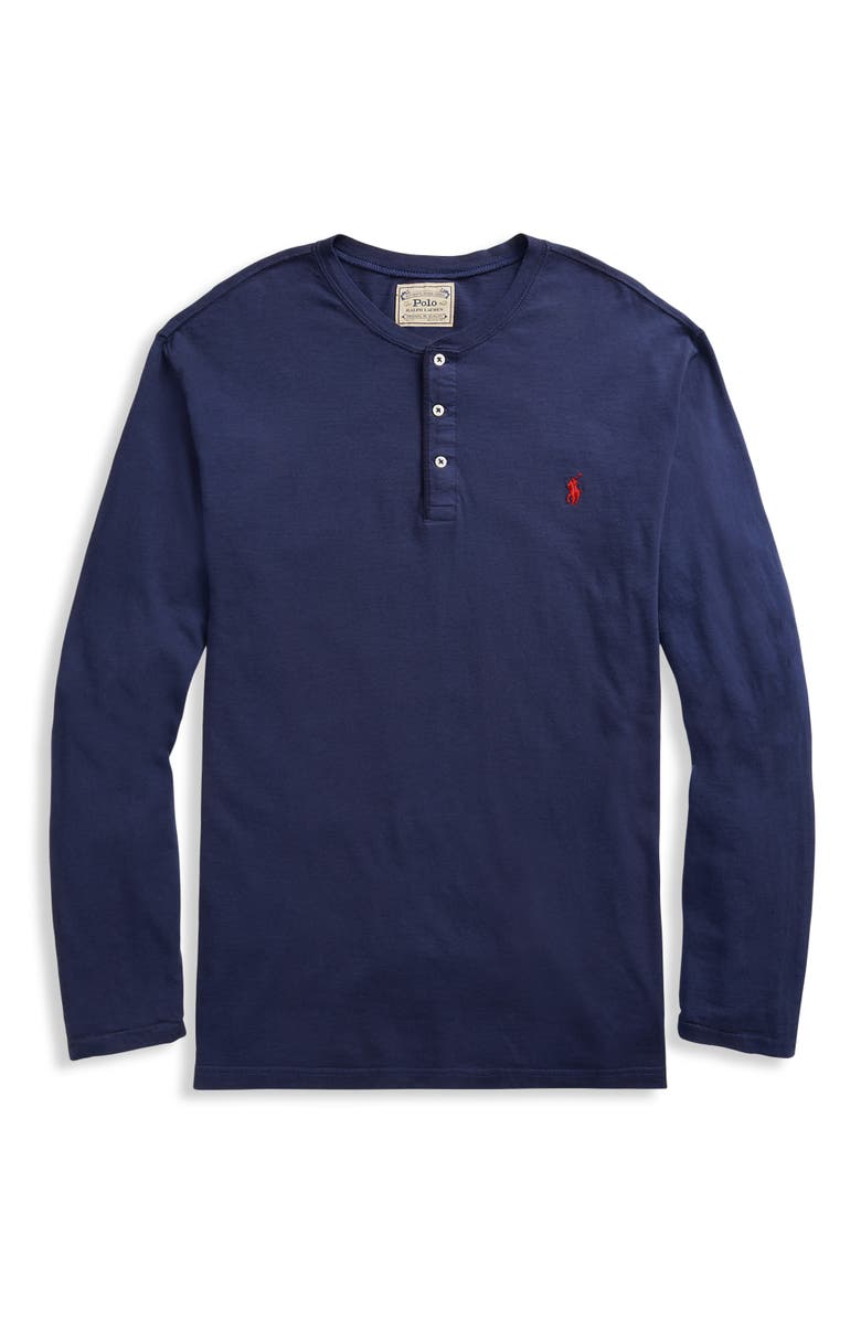 Polo Ralph Lauren Big & Tall Slub Jersey Henley Shirt, Alternate, color, Cruise Navy