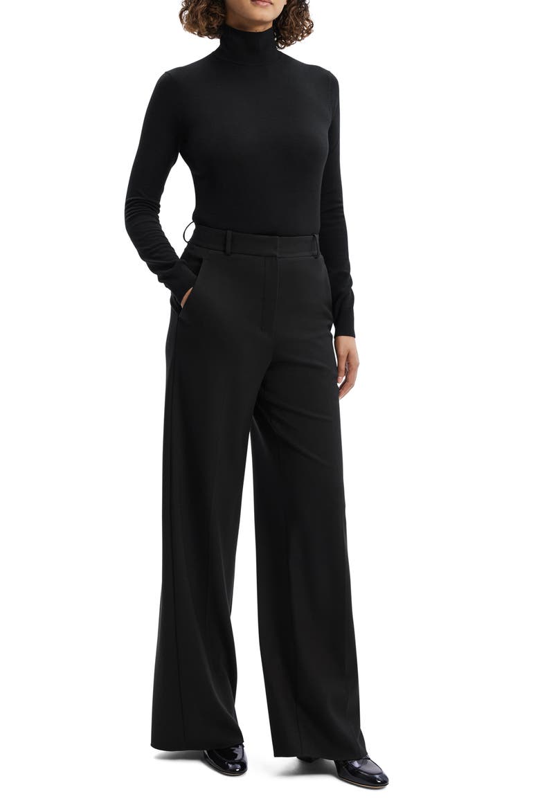High Waist Double Knit Wide Leg Pants, Alternate, color, BLK