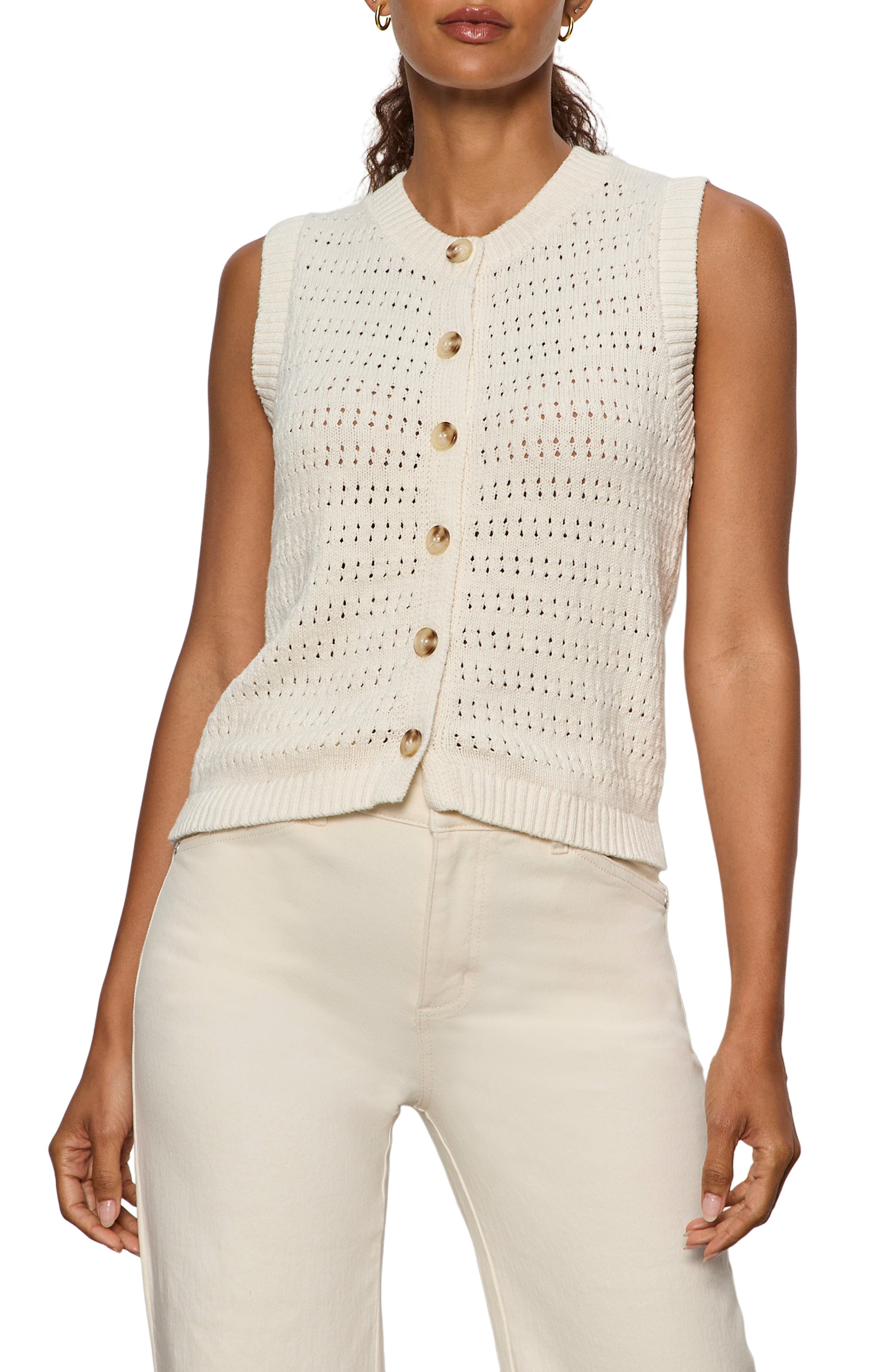 Cotton Pointelle Sleeveless Sweater - image 3