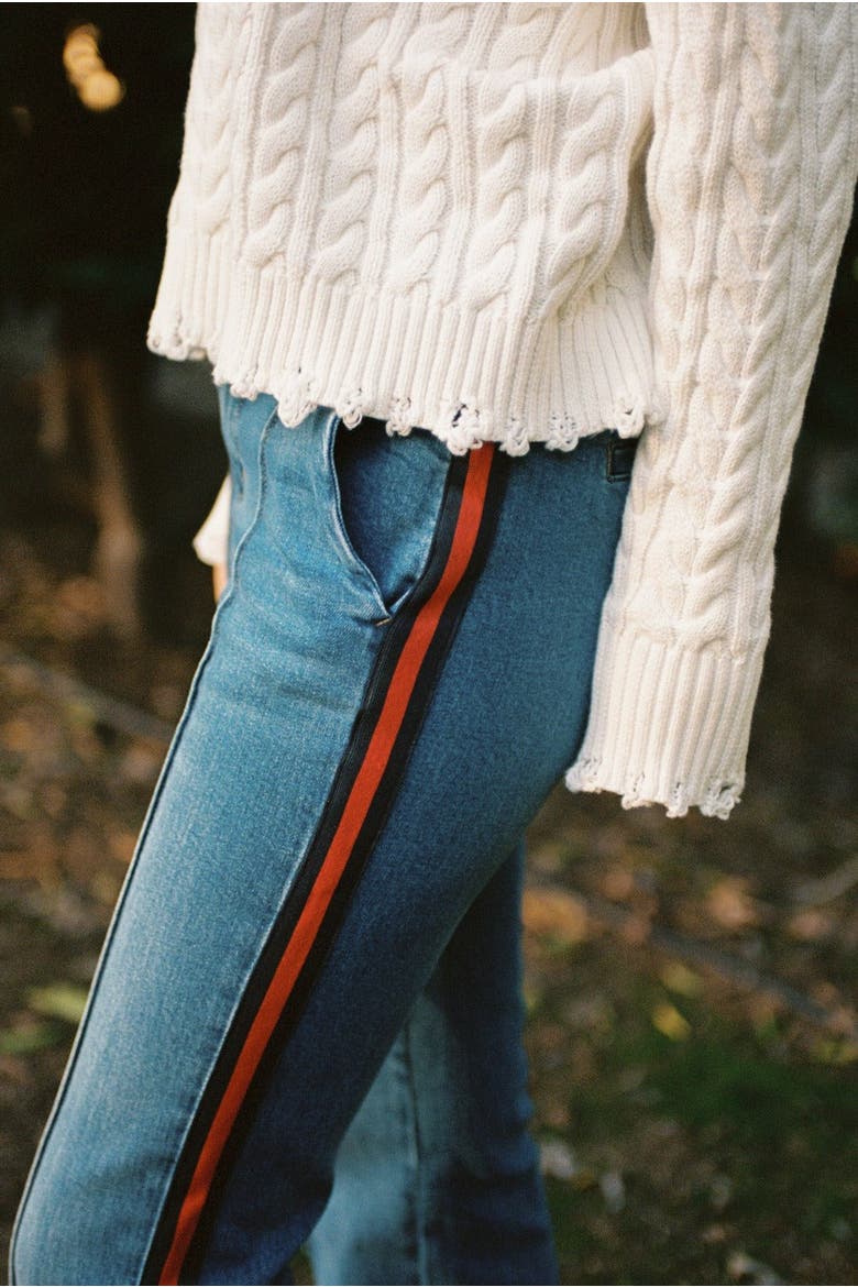 Florence Mid Rise Side Stripe Bootcut Jeans, Alternate, color, Medieval