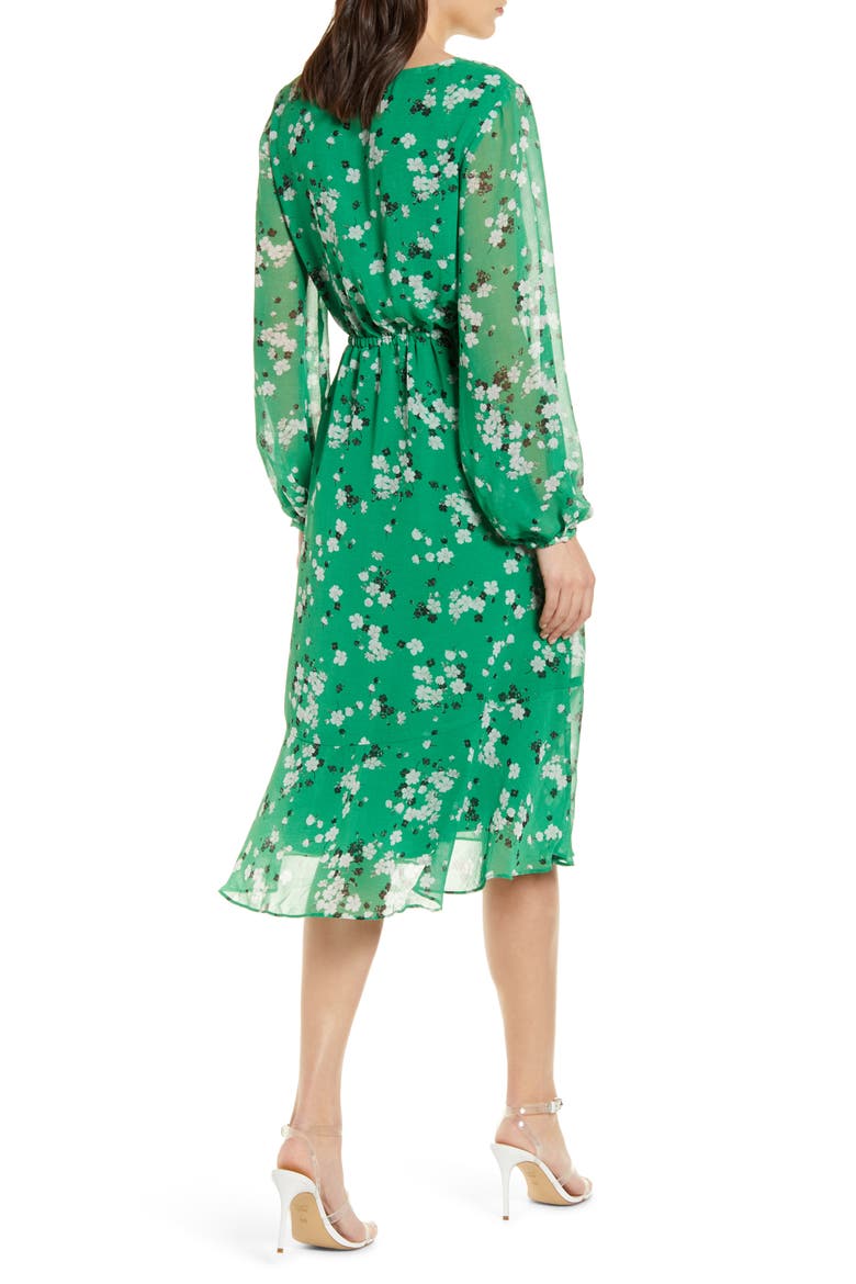 Rosalia Floral Print Long Sleeve Dress, Alternate, color, SHAMROCK