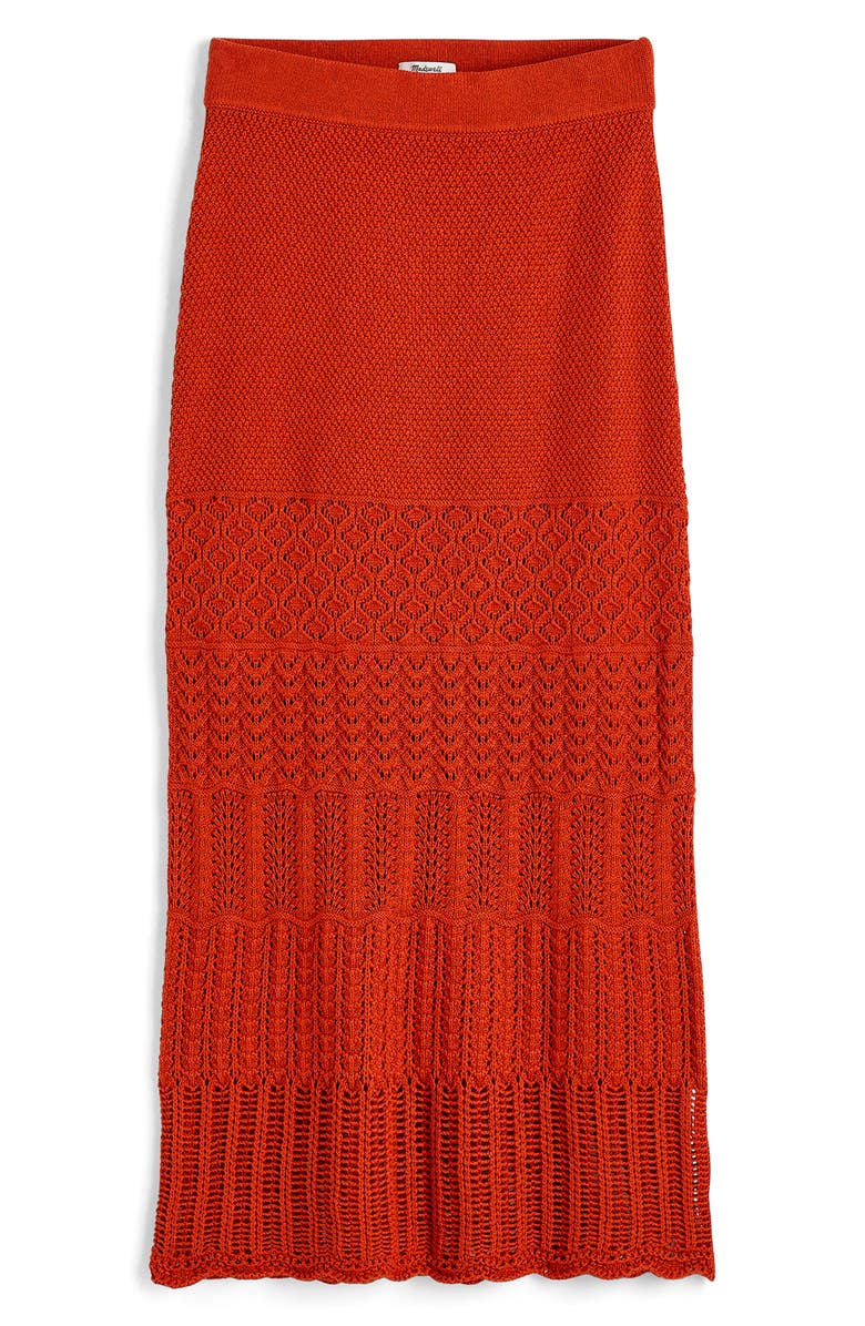 Madewell Pointelle Stitch Maxi Skirt, Alternate, color, Rustic Flame