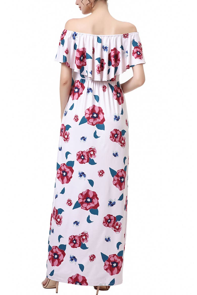 Marina Off the Shoulder Maternity Nursing Maxi Dress, Alternate, color, Multicolored