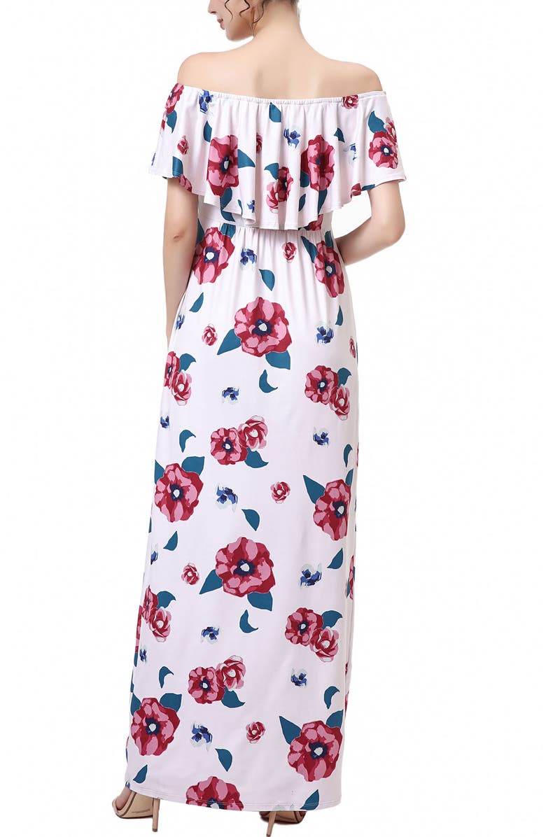 Kimi & Kai Marina Off the Shoulder Maternity Nursing Maxi Dress, Alternate, color, Multicolored