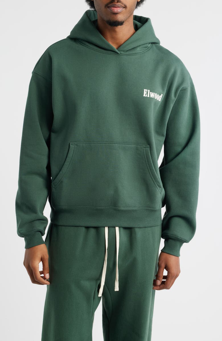 Elwood Trademark Logo Heavyweight Hoodie, Main, color, Emerald