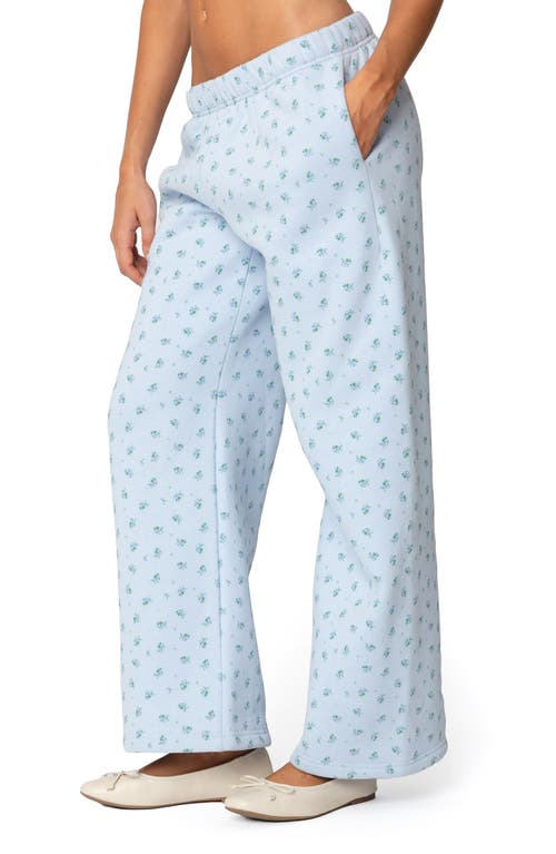 Shop Edikted Flower Power Sweatpants In Light-blue