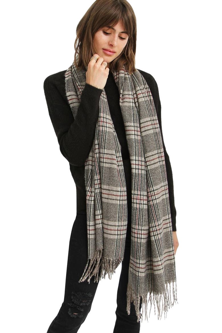 Apen Plaid Scarf, Alternate, color, Military