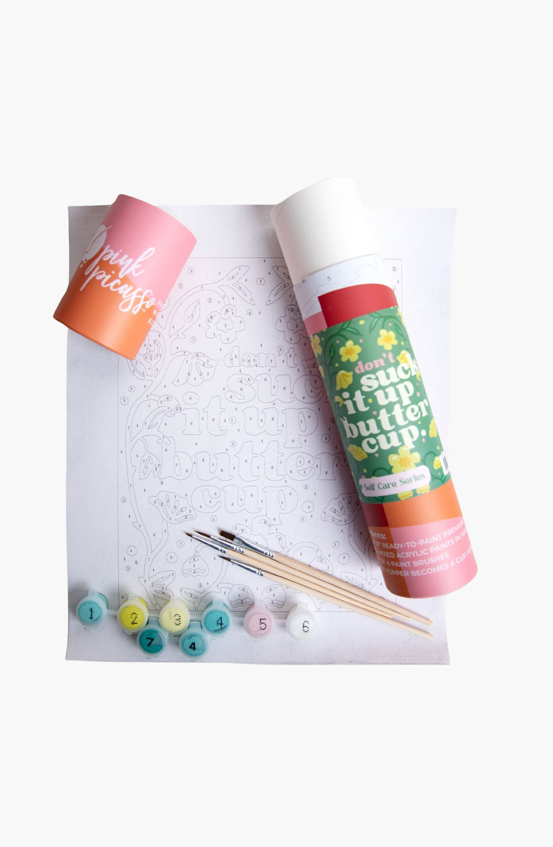 Pink Picasso Kits Don't Suck It Up Buttercup Paint by Numbers Kit, Alternate, color, Teal / Turquoise