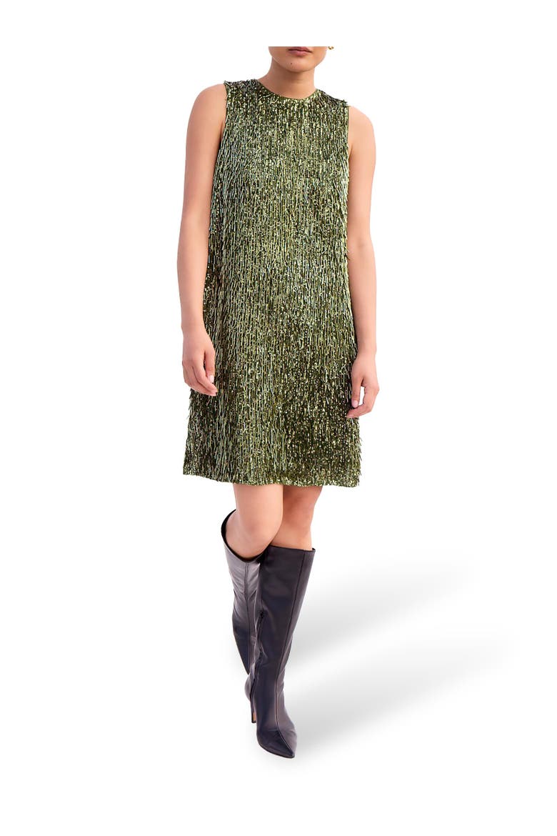 Nina Drop Sequin Shift Dress, Alternate, color, Green