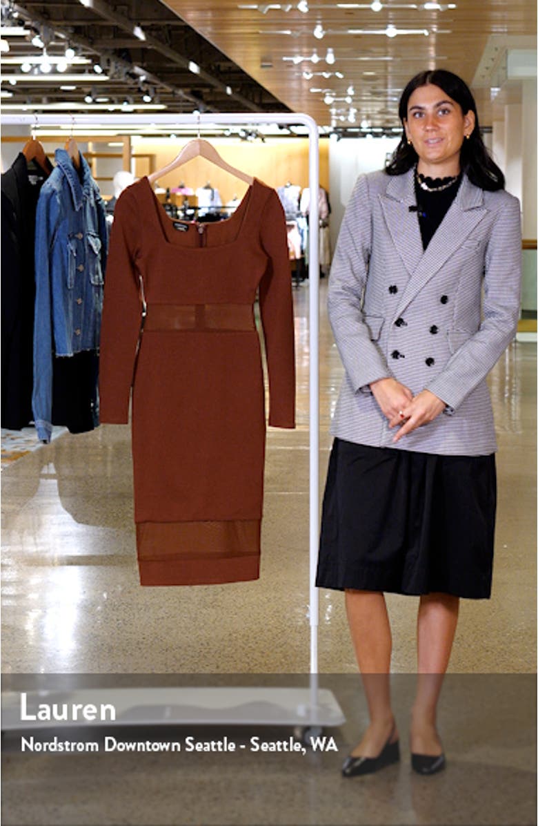 Sheer Mesh Inset Long Sleeve Body-Con Dress, sales video thumbnail