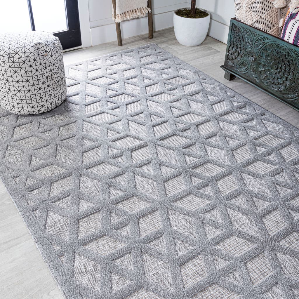 Jonathan Y Talaia Neutral Geometric Indoor/outdoor Area Rug In Gray