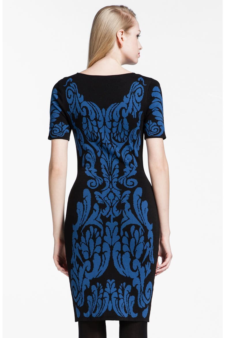 'Briella' Patterned Sweater Dress, Alternate, color, RICH BLACK/ BLUE DUSK