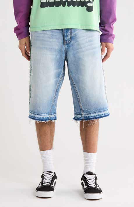 Snake Embroidered Denim Shorts