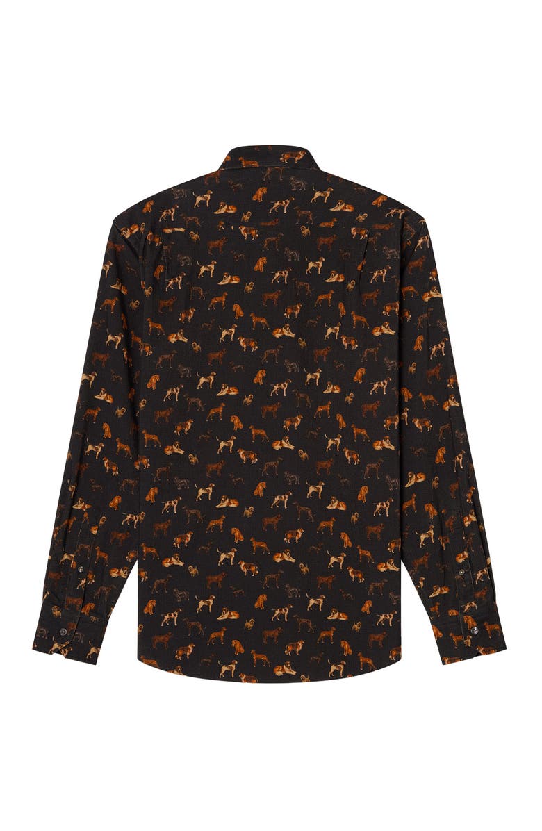 Robert Talbott Reynolds Dog Print Pinwale Corduroy Shirt, Alternate, color, Black Multi