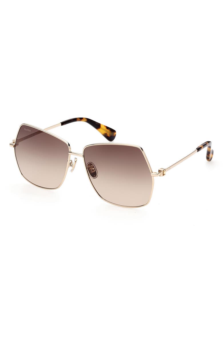 Max Mara 61mm Geometric Sunglasses, Alternate, color, Shiny Gold Brown Tortiose