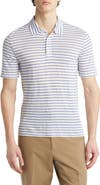 Vince Stripe Short Sleeve Linen Polo