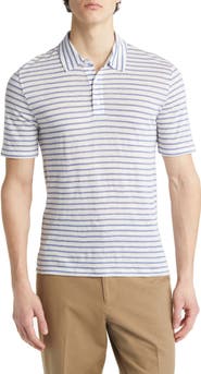 Vince Stripe Short Sleeve Linen Polo