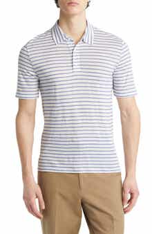 Vince Stripe Short Sleeve Linen Polo