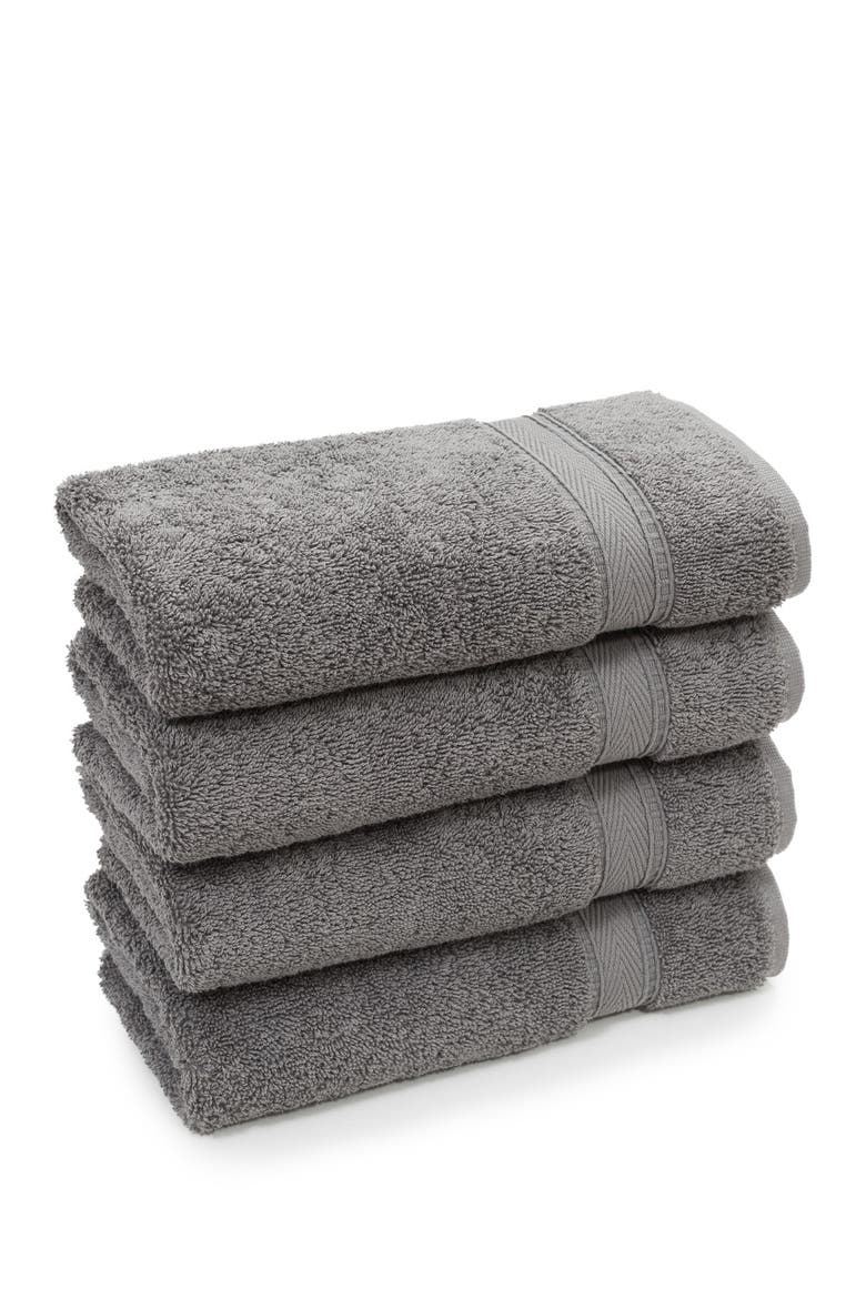 Sinemis Terry Hand Towels - Set of 4 - Dark Grey, Alternate, color, DARK GREY