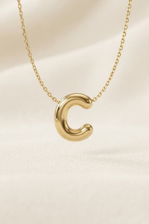 14K Gold Letter Initial Pendant Necklace