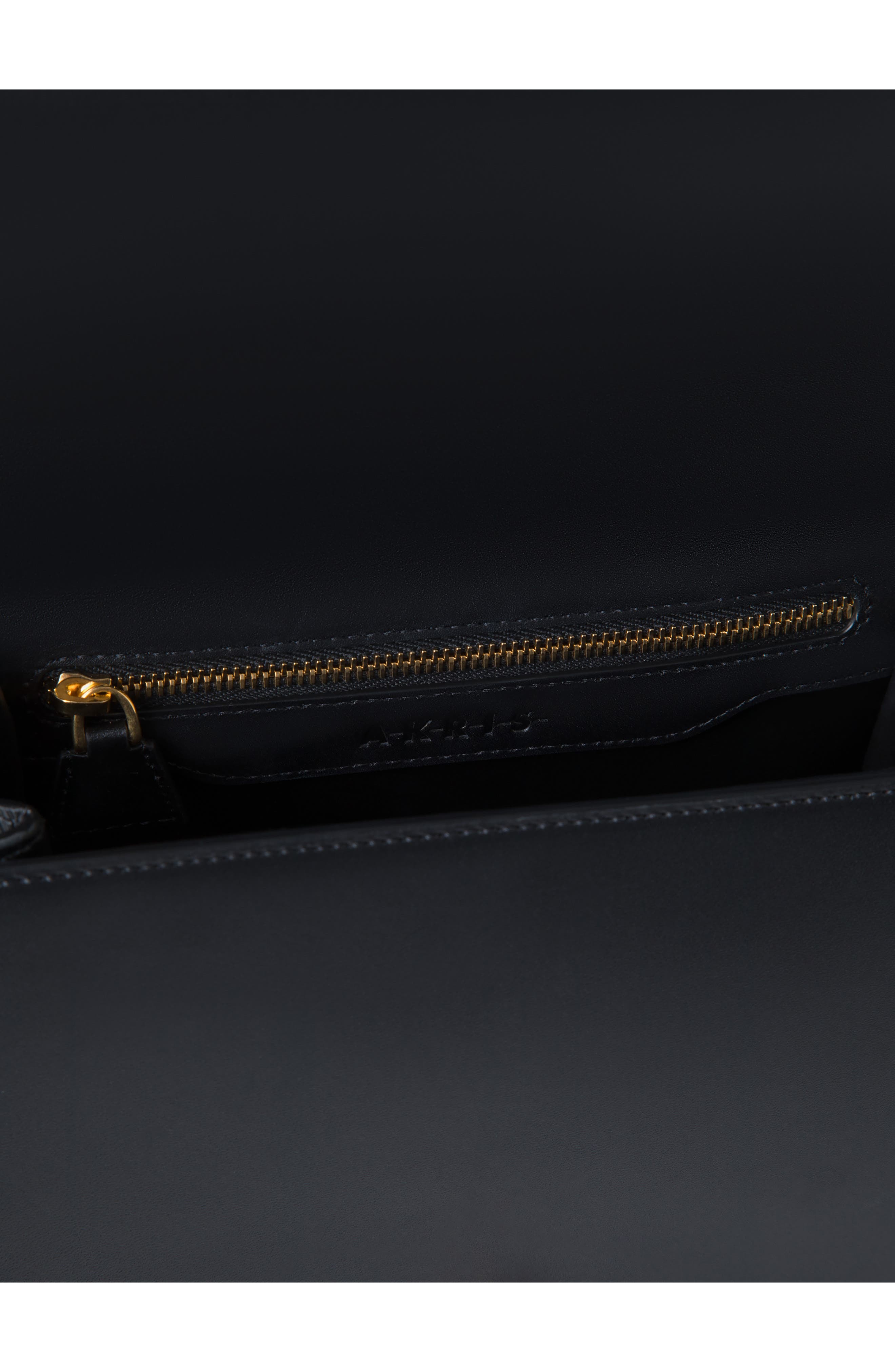 Akris Small Alice Leather Top Handle Bag, Alternate, color, Black