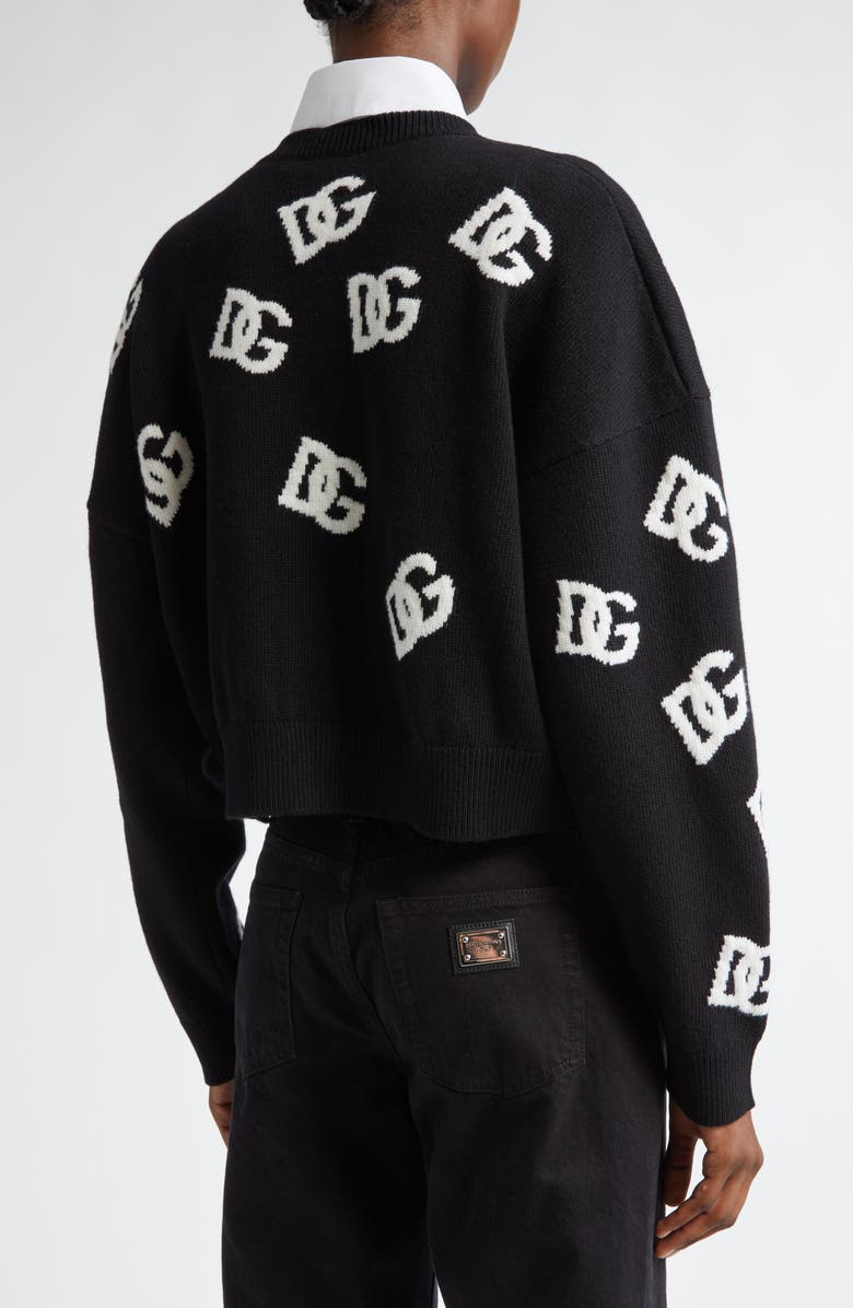 Dolce&Gabbana DG Logo Virgin Wool Crop Cardigan, Alternate, color, 