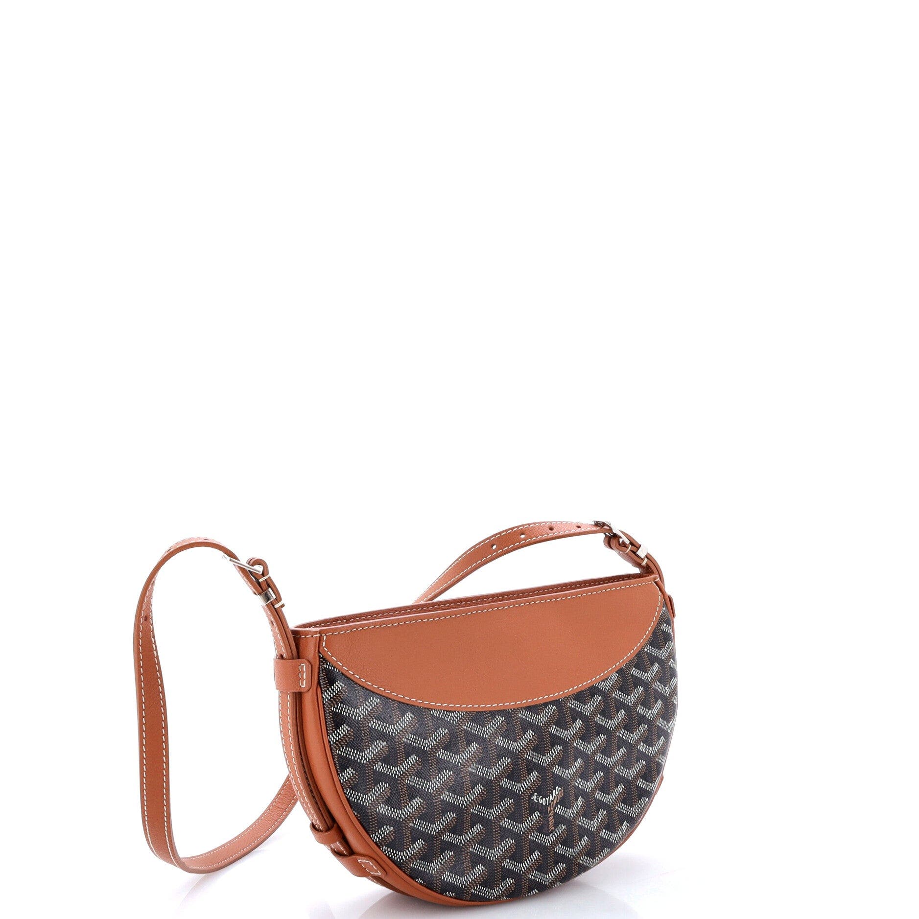 Hirondelle Shoulder Bag Coated Canvas and Leather, Alternate, color, Brown